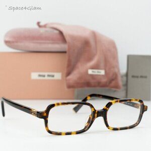 NEW Miu Miu MU11ZS 14L08N REGARD Havana Blue Light Rectangle Unisex Sunglasses